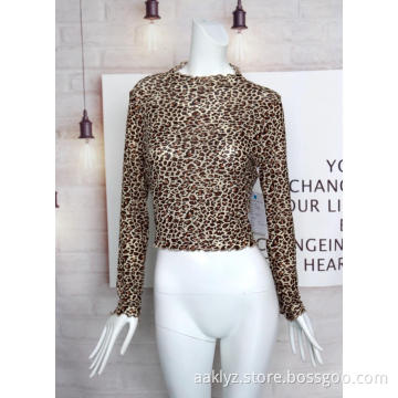 Leopard Print Hot  Drilled Pullover For Ladies